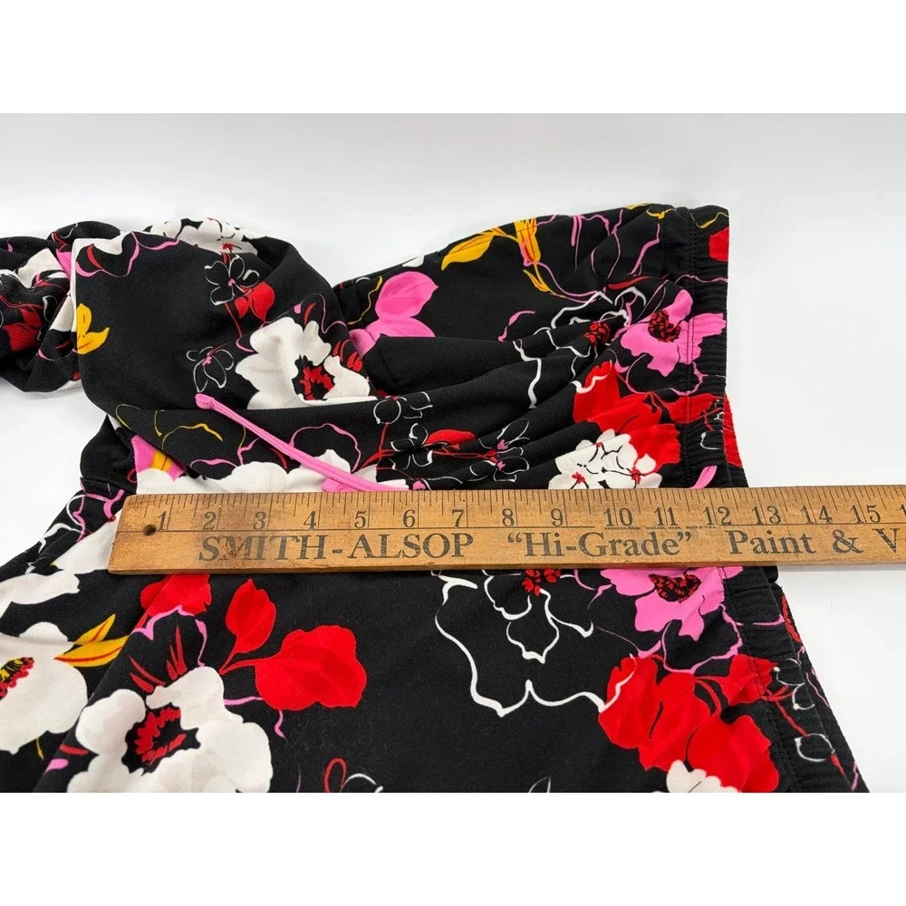 Room Service Pajama Set Shawl Collar Black Floral, Super Soft, Women's Size XXL